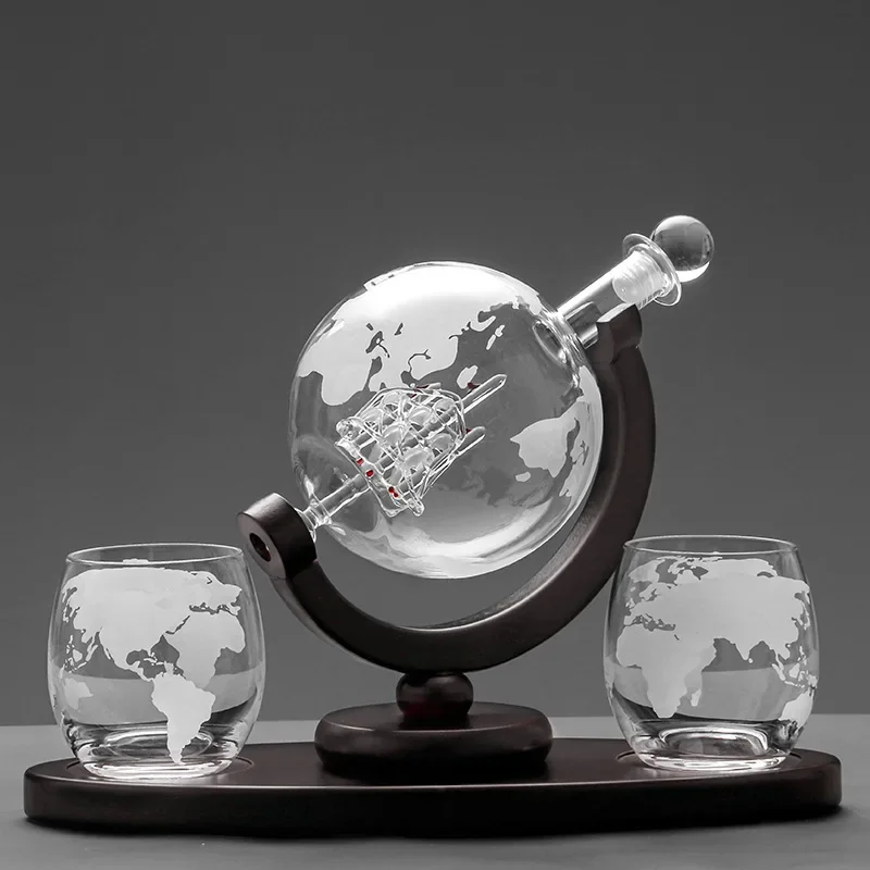 Decanter Globe Set - Whiskey Glass Set Crystal Globe Liquor