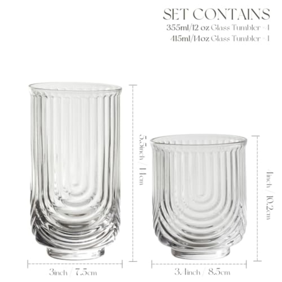 Art Deco Cocktail Glasses, Rib - огляд і ціна Highball Glass Set