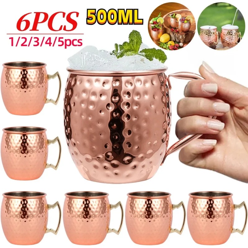 1-6PCS Cocktail Wine Cup Mosco - огляд і ціна Mule Copper Mug